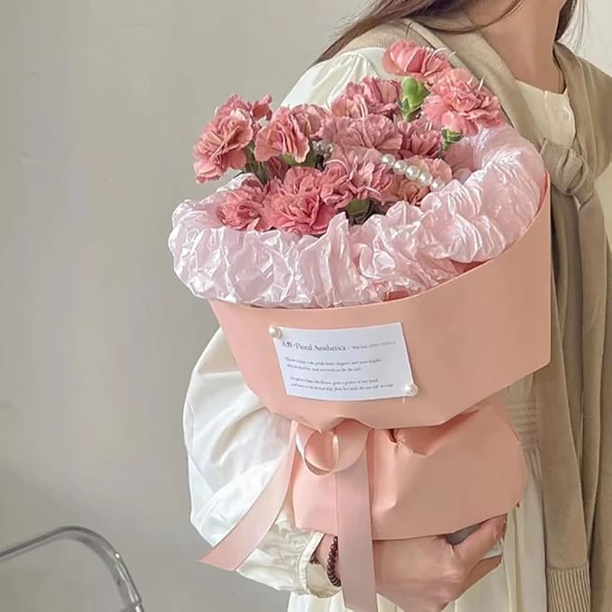 FWSA WRAPS Pink Korean Style Fresh Flower Wrapping Paper 105g Thick Matt Art Craft Floral Paper Bouquet Gift Packaging Supplies Multi Colors (Color 22 (Light Pink))