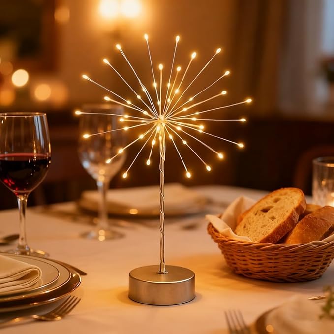 Nest and Flowers Table Lights, Firework LED Decorative Lamp, Christmas Decoration for Party, Romantic Ambient Lighting for Bedroom Living Room, Indoor Decor Gift for Family & Friends(6PCS,Warm Light)