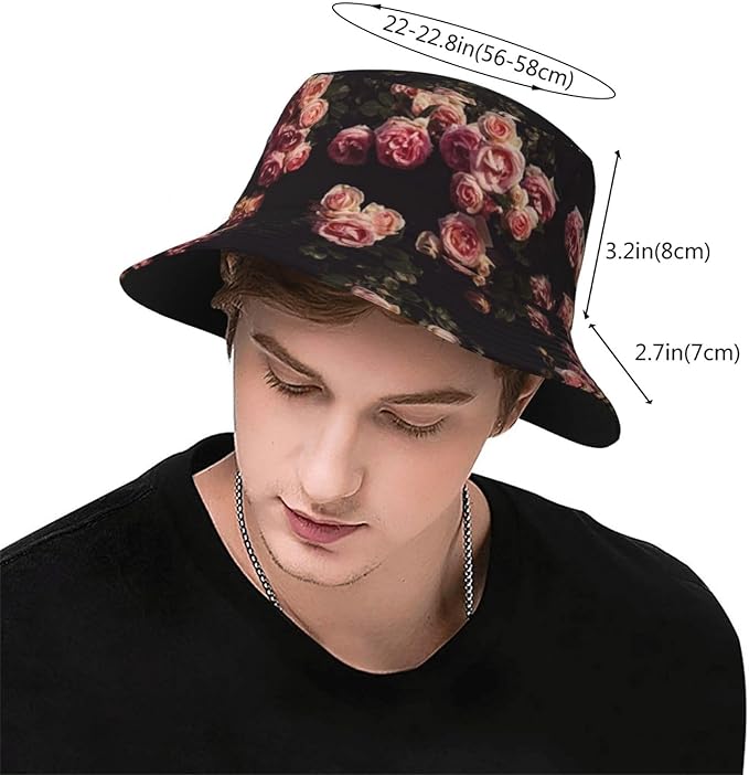 Rose Bucket Hat Womens Fisherman Hat Flower Sun Hats Cute Caps Rose Flower Hats for Women Outdoor