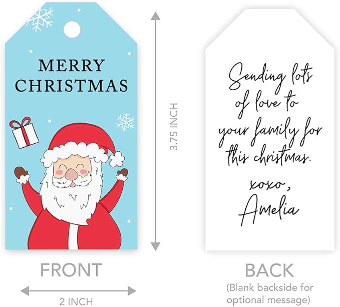 Andaz Press Christmas Holiday Season Classic Gift Tags, Merry Christmas to from Classic Favor Tags, Happy Santa Claus Design, for Holiday Events, Parties, and Favors, 60-Pack