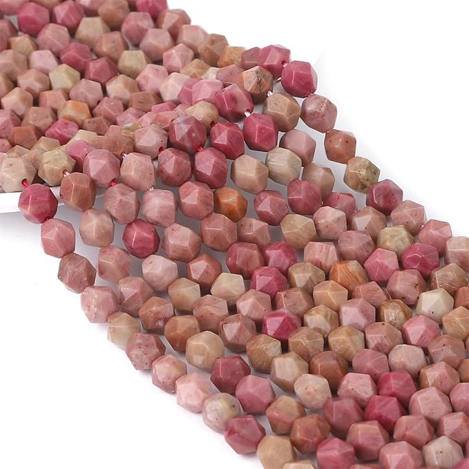Faceted Natural Red Wood Marble Stone Round Beads 6mm 36cm/Strand for Jewelry Making