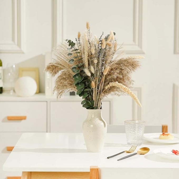 Musunny Dried Flowers Bouquet, 17" Dried Pampas Grass Decor Inc Lavender Eucalyptus DIY Floral Arrangements for Home Office Decoration,Wedding centerpieces