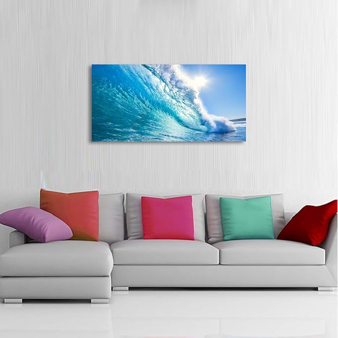 Canvas Prints Wall Art Blue Ocean Wave Surfing Sea Picture Paintings on Canvas Modern Canvas Art For Home Room Office Wall Decorations