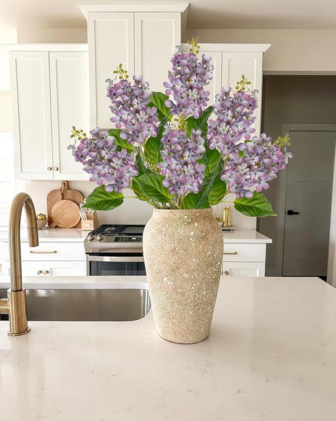 Artificial Lilac Flowers 30" Tall – Set of 3 Silk Lilac Flower Stems for Home Decor, Wedding Centerpieces, Faux Floral Arrangements – Light Purple Artificial Flowers for Vase, Spring & Farmhouse Décor