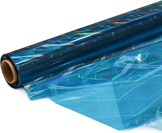 CMFYHM Iridescent Deep Blue Cellophane Wrap Roll I 34 In Wide X 50 Ft Long I Colorful Cello Perfect For Baskets,Gifts, Treats,Birthday Holiday Wedding Floral, Party Arts Crafts Decoration