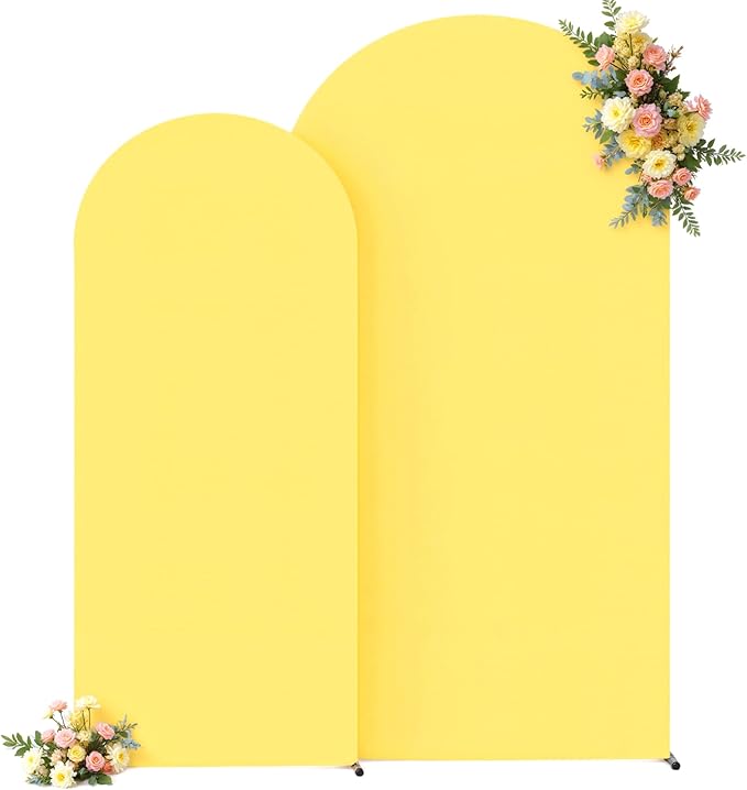 Yellow Arch Backdrop Cover Set of 2 Birthday Party Arch Covers 7.2 and 6ft Wedding Arch Cover Stretchy Backdrop Bridal Baby Shower Birthday Arch Covers Spandex