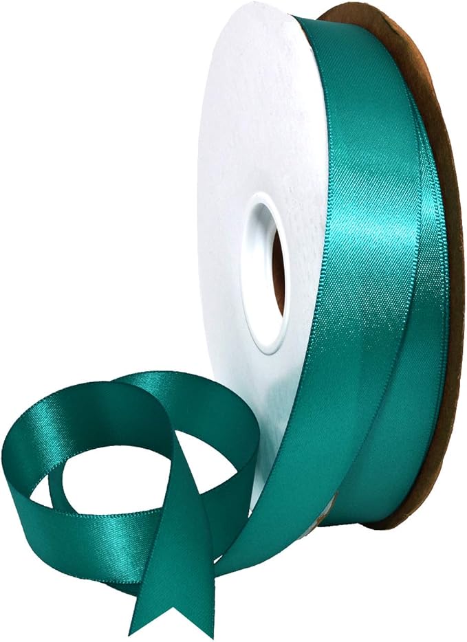 Morex Ribbon Double Face Satin Ribbon 7/8" X 50 YD Mallard Ribbon for Gift Wrapping, Birthday Gift Cards, Satin Dress for Women, Silk Ribbons for Crafts, Wedding Gifts for Couple