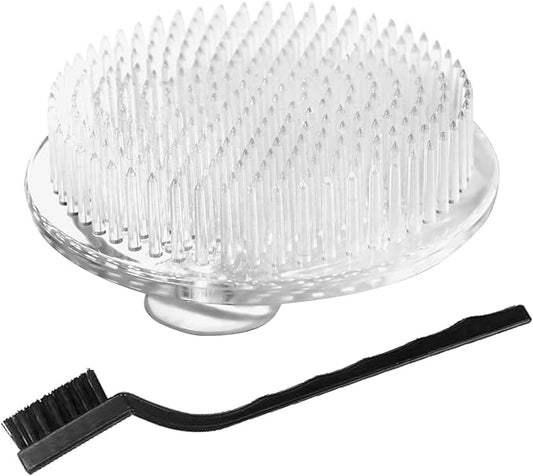 QWQKEFEUN Flower Frog,ikebana1 Exquisite Clear Plastic Three-Suction-Cup Flower Arrangement Holder＋Cleaning Brush，Used forflower Frogs for Arrangements vase 70mm / 2.76 Inch (White) (1PCS)