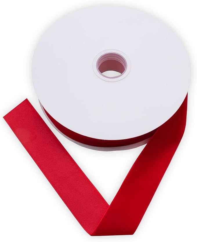 Nylon Velvet Ribbon Single Faced,1 1/2 Inch X 25Yards Spool (Red)