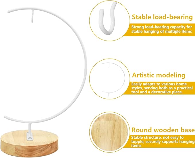 YY YEARCHY Awesomes Terrarium Ornament Display Stand Metal Stand Air Plant Stand Flower Pot Stand Holder Iron Pothook Stand for Hanging Glass Terrarium Globe Ball (1, White)