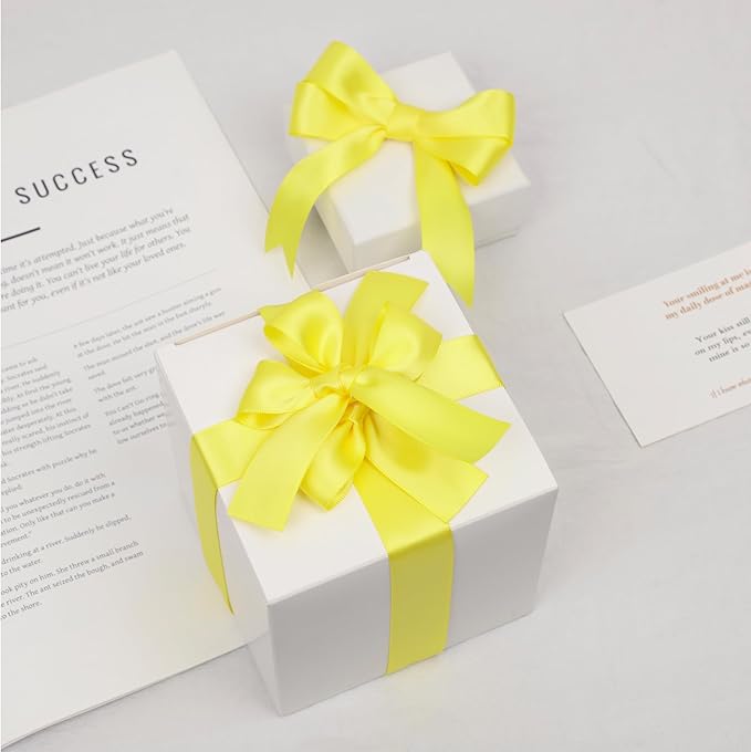 Lemon Yellow Satin Ribbon, Double Faced 7/8 Inch X 25 Yards Lemon Yellow Ribbon, Premium Satin Ribbon for Gift Wrapping, Crafts, Hair Bow Making, Sewing, Flower Bouquet, Wedding Party Decor
