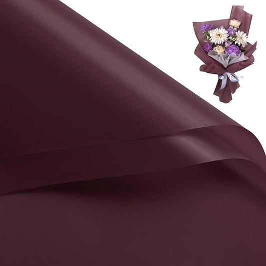 WRAPAHOLIC 20 Sheets Flower Wrapping Paper - 22.4 x 22.4 inch Pure Wine Red Water-Resistant Floral Bouquet Wrapping Paper, Florist Supplies Packaging for Wedding Birthday Gift DIY