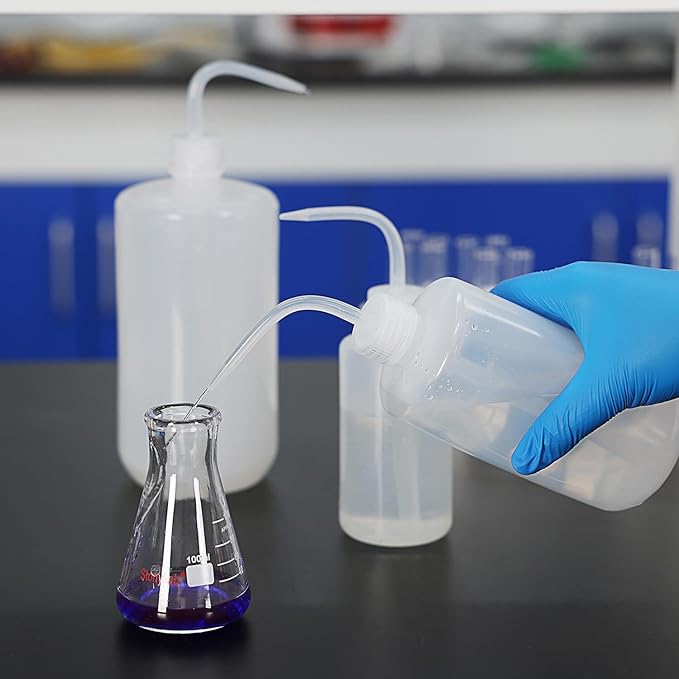 stonylab Chemical Wash Bottle, 6-Pack Plastic Safety Lab Squeeze Wash Bottle, LDPE with Narrow Mouth, 500 ml (16 oz)/6 Bottle