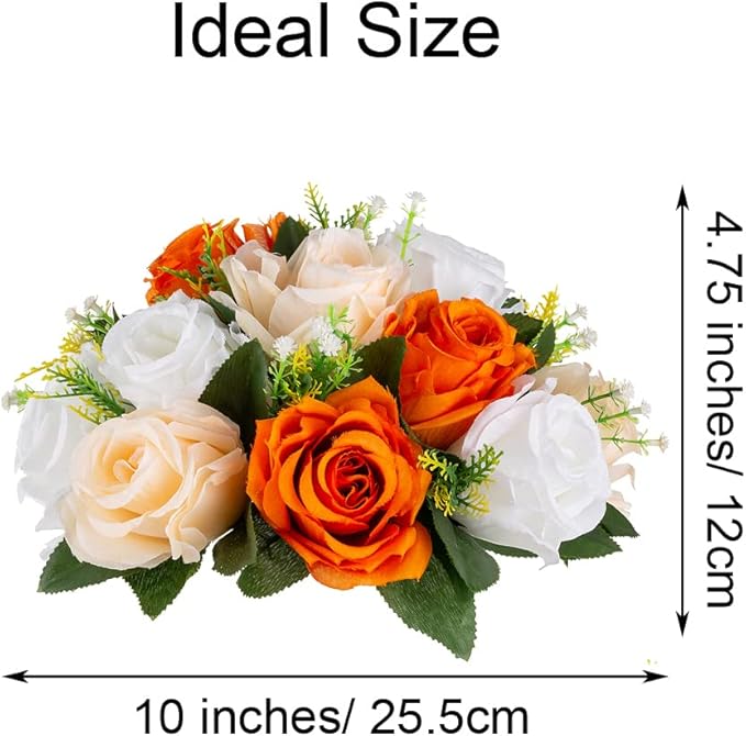 Flower Centerpieces for Wedding Tables: Wedding Table Decorations Orange Flower Balls Centerpieces for Engagement Cerebration Party Center Pieces 10 Packs