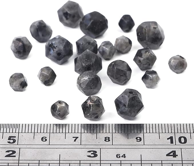 Faceted Natural Black Spectrolite Stone Round Beads 6mm 36cm/Strand for Jewelry Making