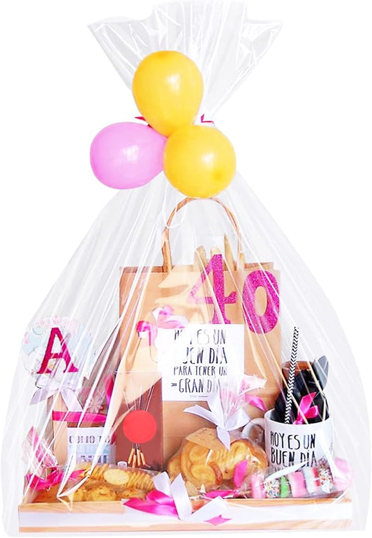 Morepack Extra Large Cellophane Bags for Gift Baskets 50x60 Inches,Jumbo Big Clear Cellophane Bags 20Pieces