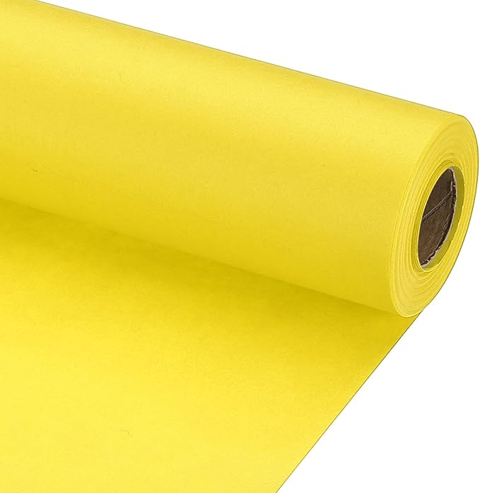 PATIKIL Wrapping Paper, 20" x 600"(49') 70 GSM Craft Paper Roll Kraft Packing Paper for Poster Bulletin Board, Gift Wrapping, Yellow