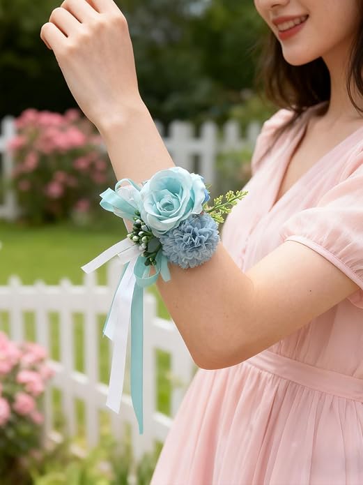 Rose Wrist Corsage Wristlet Band Bracelet Wedding Wrist Corsage Artificial Flowers Bracelet Homecoming Prom Corsages Wristlet for Women Bride Bridesmaid Wedding Prom Anniversary