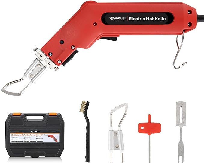 Anbull 100W Rope Cutter Fabric Cutter, Pro Electric Hot Knife Heat Sealer with Adjustable Power, Cutting Tool Kit- with Blades & Accessories (110V/100W)
