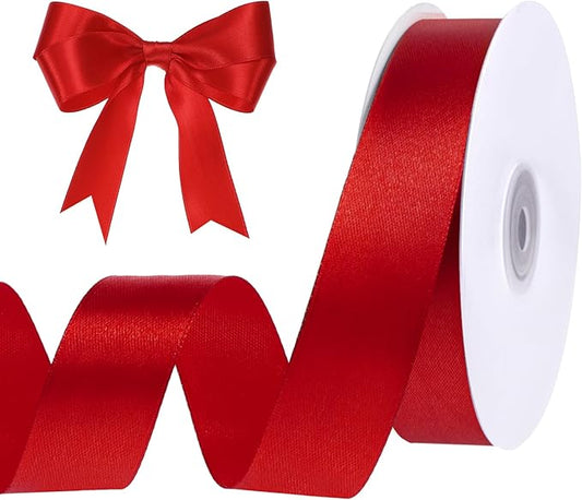 Red Ribbon 1 Inch 50 Yards Craft Polyester Christmas Satin Ribbon Red Bows for Wedding Outdoor Patio Decor Wreath Hair Bows Crafts Gift Wrapping DIY Projects