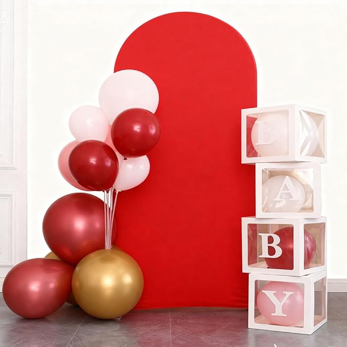 Red 7.2 FT Arch Backdrop Cover, Chiara Backdrop Covers, Red Arch Cover for Christmas Birthday Wedding Party Decoration
