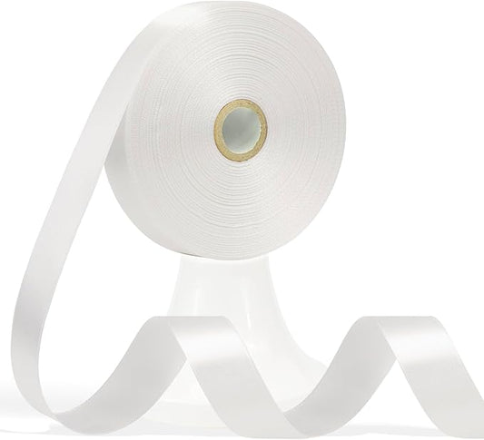 60 Yards White Satin Ribbon 3/4 Inch, Solid Polyester Fabric Ribbon for Gift Wrapping, Crafts, Flower Bouquet, Wedding, Baby Shower, Festival, Christmas, Halloween