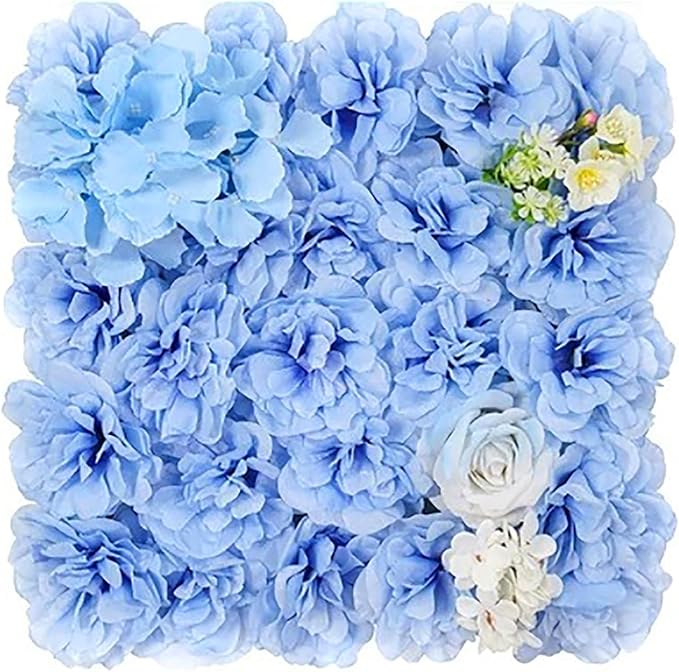 Flower Wall Backdrop, 12PCS 10.6"-15.7" Artificial Flower Wall Panel with Various Styles, 3D Floral Wall Decor for Wedding Photo Background Festive Party Home Decoration (L004, 15 * 15in)