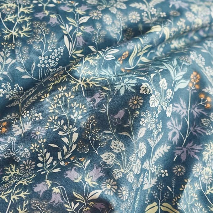 mixinni Small Blue Flower Duvet Cover Full Garden Style Floral Duvet Comforter Cover Soft Cotton Bedding Set with Zipper Closure 4 Corner Ties for Girls-Full Size