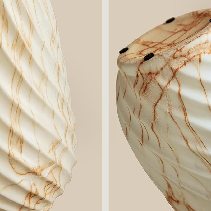 10 inch Tall Ribbed Ceramic Vase for Flowers,Boho Vases for Pampas Grass,Fluted vase,Simple Modern Decorative Vase for Home Decor Table Centerpieces (Pink Stripe)