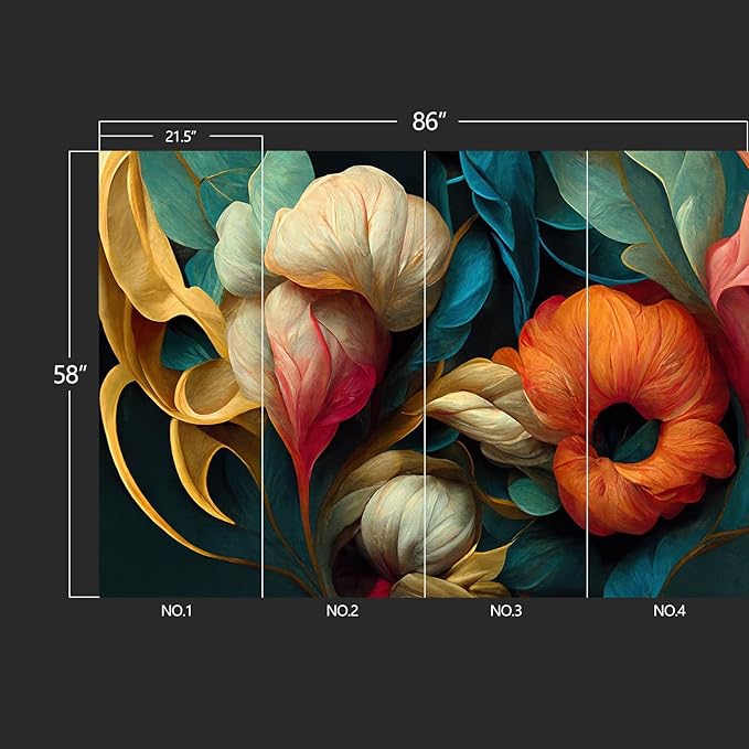 Floral Wall murals Peel and Stick Flowers Wallpaper for Bedroom Living Room - 58"x86"
