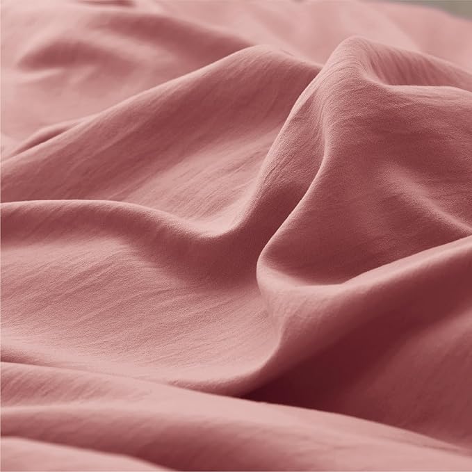 Bedsure Pink Clay Duvet Cover Full Size - 3 Pieces Prewashed Extra Soft Cotton-Like Bedding Set, Includes 1 Duvet Cover 80x90 Inches with Zipper Closure & 2 Pillow Shams, Comforter Not Included