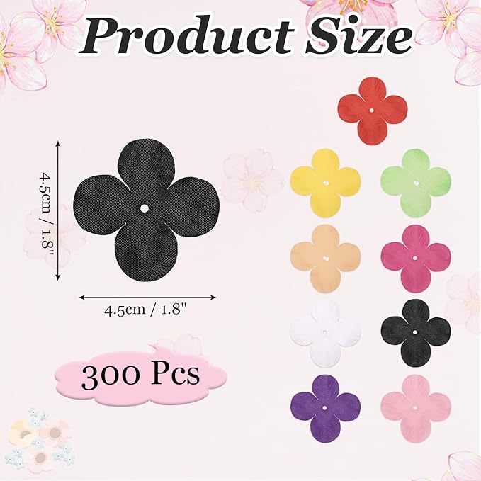 PATIKIL 1.8 Inch (4.5cm) Flowers Patch, 300Pcs Artificial Flowers Handmade Patches Silk Cloth Applique for Scrapbooking Wedding DIY Craft Supplies Card, Black