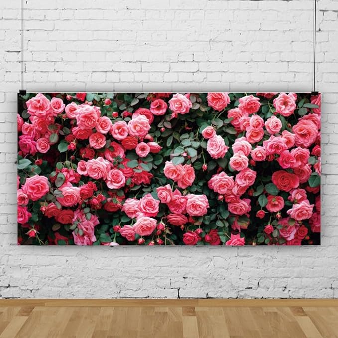 8x6ft Art Studio Flower Photo Background Pink Rose Photography Backdrop for Pictures Newborn Bridal Shower Birthday Party Banner Decor Photo Studio Props