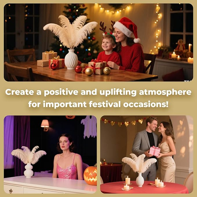 Piokio 10 pcs Natural Champagne Ostrich Feathers 14-16 inch(35-40 cm) Bulk for Wedding Party Decoration Gatsby Decorations