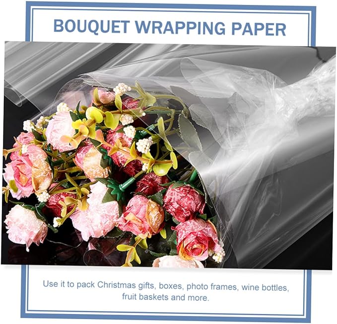 VALICLUD Transparent Cellophane Wrap Mil Thick for Flower Wrapping Bouquet DIY Crafts and Packing Tear-resistant Odorless Material for Floral Shops and Special Occasions
