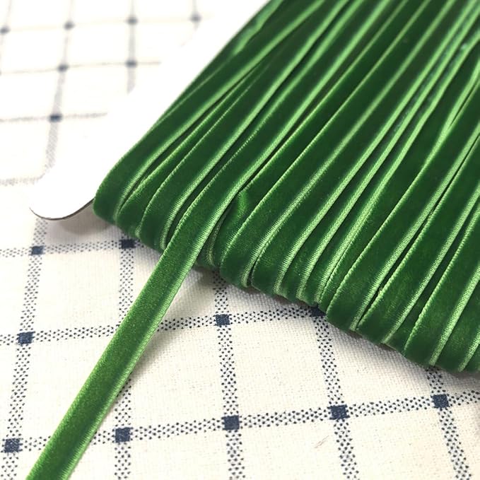 Chenkou Craft Christmas Green 25 Yards 1/4" Velvet Ribbon Lots Bulk (Green, 1/4"(6mm))