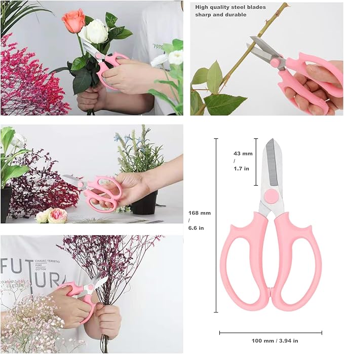 2Pcs Rose Stripper Thorn Remover Set,Include 1pcs Stripper Tool & 1pcs Flower Scissors,Rose Stem Thorn Leaf Stripping Tool for Professional Florist Home Shop Gardening Floral Arrangements