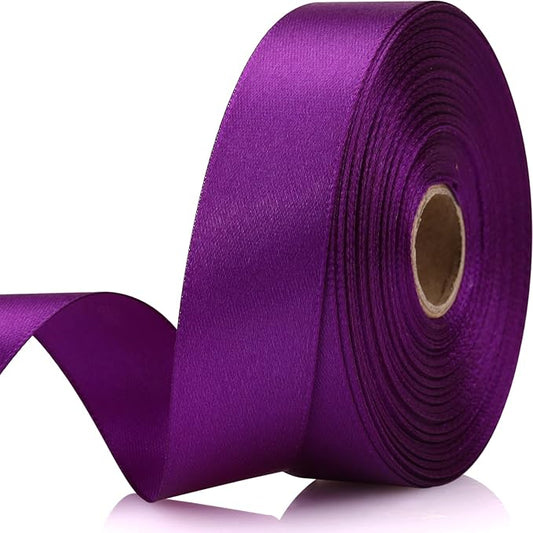 7/8 Inch 30 Yards Purple Satin Craft Ribbon-Single Face Polyester Ribbon for Handmade Roses,Gift Wrapping,Timeless Flower,Bouquets,Wedding and Party Decoration