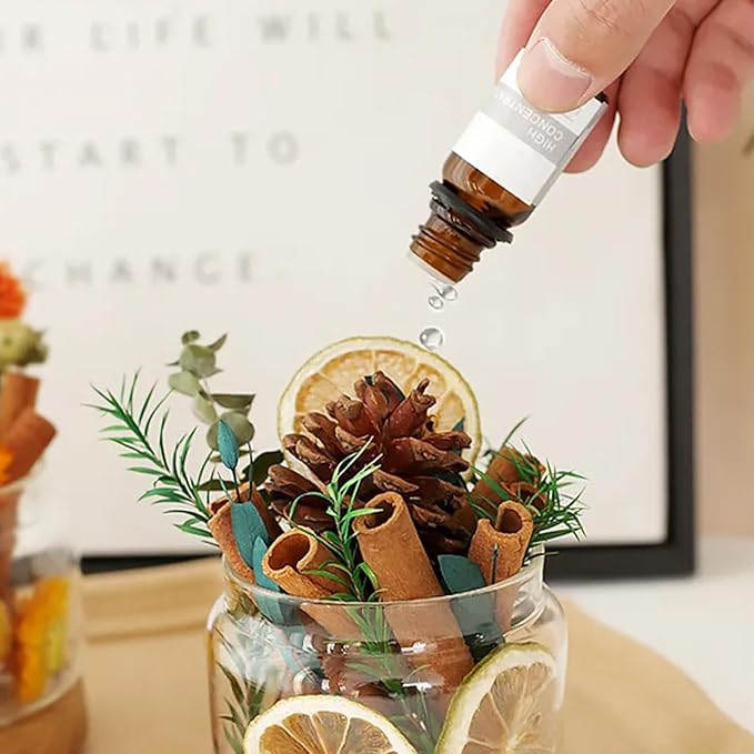 DIY Dried Flower Aromatherapy Kit with Natural Plant Essential Oils, Naturally Dried Flowers and Herbs Ornaments for DIY Flower Craft, Vintage Holiday Decor, Christmas (#C)