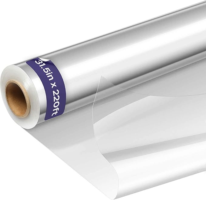 Clear Cellophane Wrap Roll (31.5in x 220ft) Folded Cellophane Wrap for Gift Baskets, Cellophane for Flowers Bouquets