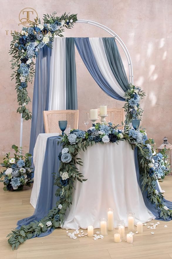 TINGE TIME Artificial Arch Flowers Kit Pack of 5, Wedding Decorations for Reception with Hanging Flowers, Wedding Arch Silk Floral Arrangements Ceremony Backdrop Bridal Shower Outdoor Party Decor