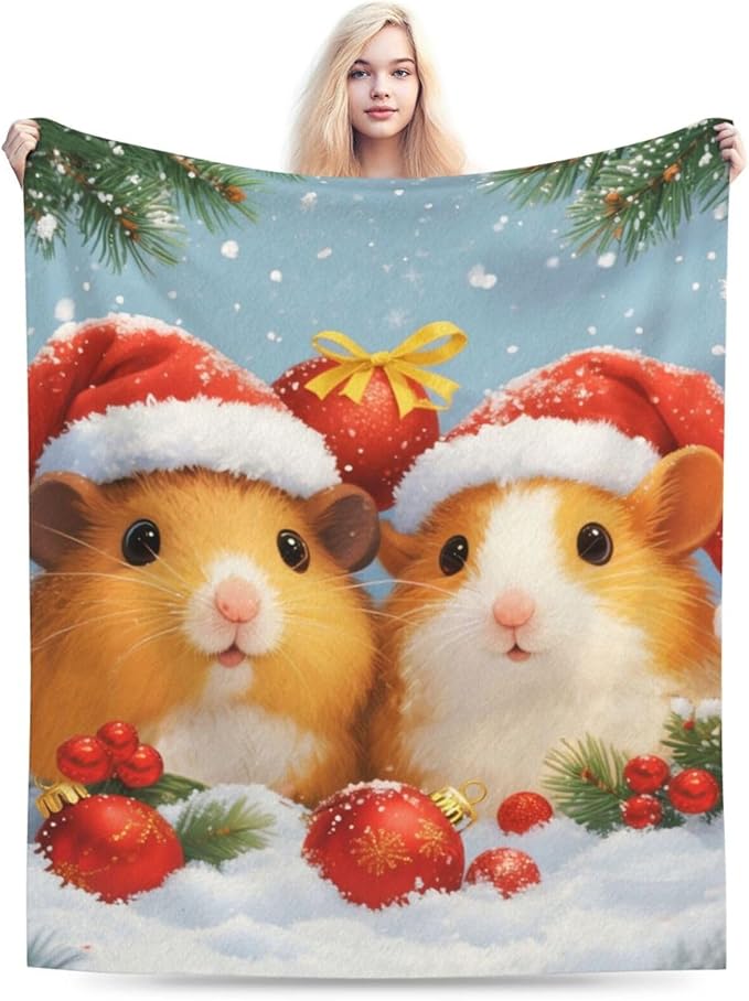 Guinea Pig Blanket Cute Christmas Guinea Pig Throw Blanket Soft Cozy Fleece Fuzzy Stuffed Plush Flannel Gifts for Girls Women Boys Kids Adults 60"X80"