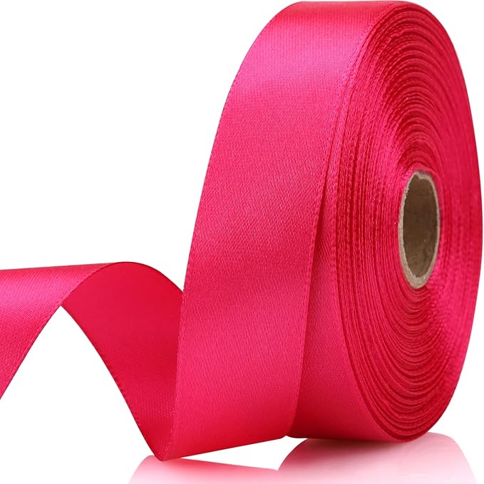 7/8 Inch 30 Yards Hot Pink Satin Craft Ribbon-Single Face Polyester Ribbon for Handmade Roses,Gift Wrapping,Timeless Flower,Bouquets,Wedding and Party Decoration