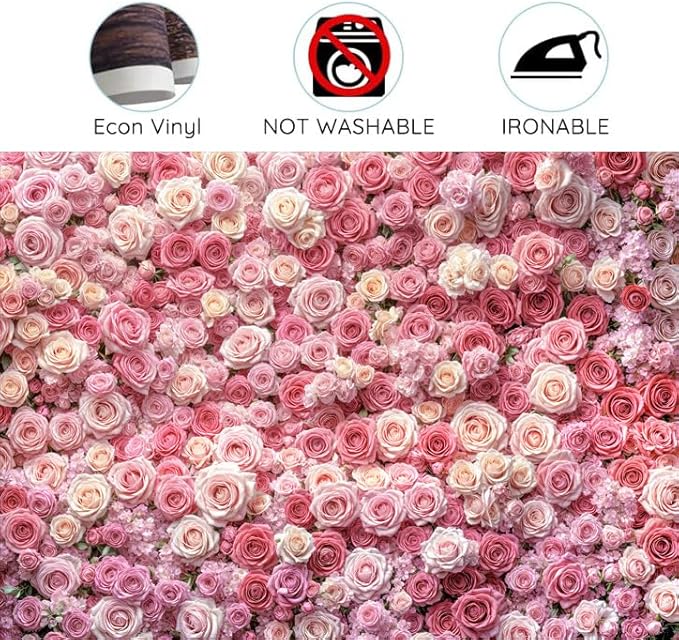 7 x 5 ft Pink Flower Wall Backdrop Floral Rose Floral Photography Backdrops Girls Princess Birthday Baby Shower Wedding Bridal Shower Photo Background Mothers Day Picture Cake Table Decoration Banner