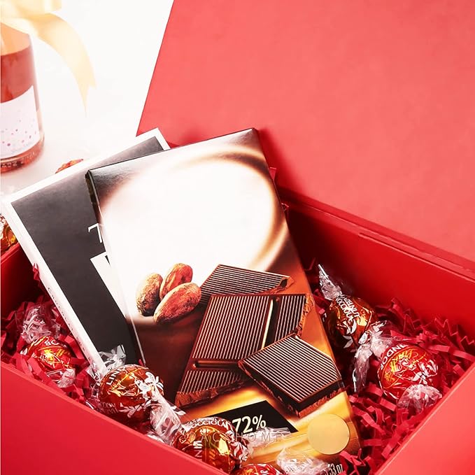 PACKHOME Christmas Gift Box 9x6.5x3.8 Inches, Rectangle Collapsible Box with Magnetic Lid for Xmas Gift Packaging (Matte Red, Grain Texture)