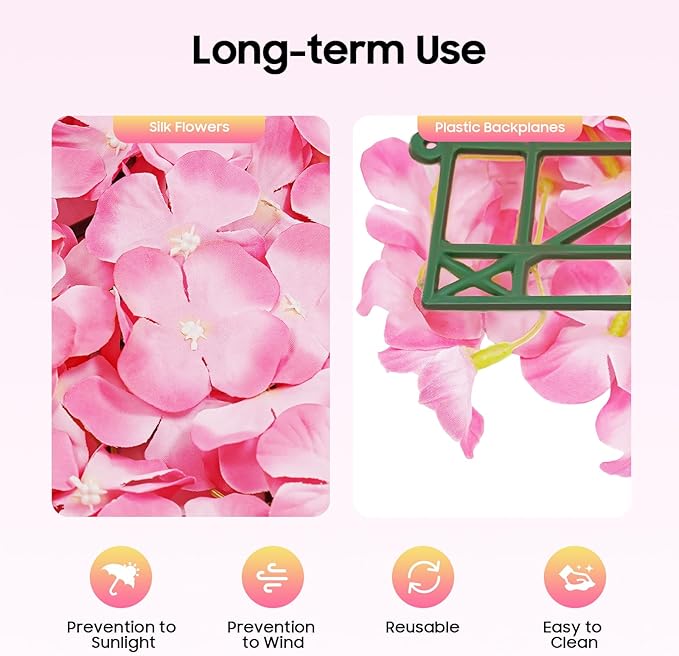 20Pcs 16"x 24" Artificial Flower Wall Panels,Flower Wall Mat Silk Flower Panels for Outdoor Garden Backyard Fence Fence Privacy Screen and Indoor Wall Decor (20Pcs Pink)