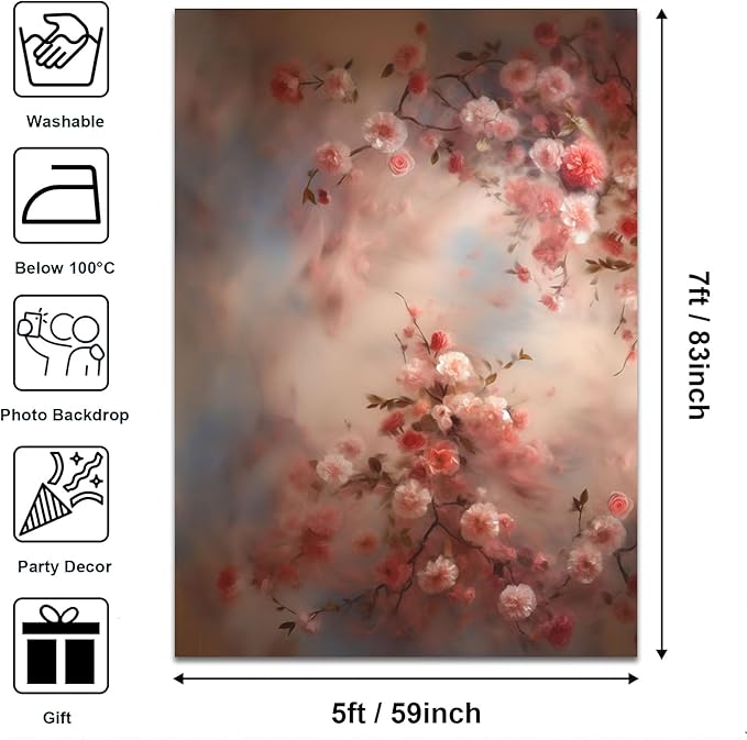 Mocsicka Abstract Floral Backdrop for Photography Retro Spring Watercolor Painting Floral Background Newborn Baby Shower Princess Girls Portrait Decoration Backdrop