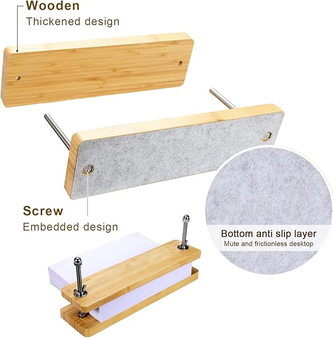 Book Press - Bamboo Wood Bookbinding Press for Craft Enthusiasts - Anti-Slip Mat, Portable & Handmade Book Binding Tool (Book Press)