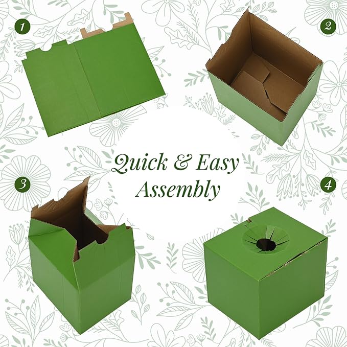 tonchean 100PCS Pop-Up Florist Delivery Box Vase Boxes for Florists Cardboard Boxes for Secure Floral Arrangements During Transport, Green, 5.5" x 4.5" x 4.5"