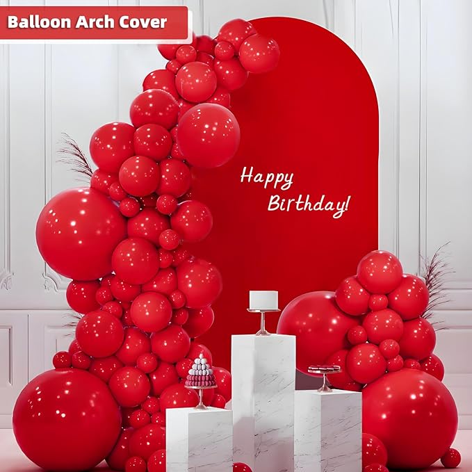 HEMMOTOP Red Arch Cover 7.2 ft (No Arch Stand), Spandex Wedding Balloon Stretchy Arch Backdrop for Christmas, New Year, Photo, Party, Ceremony, Birthday, Baby Shower, Anniversary Decoration